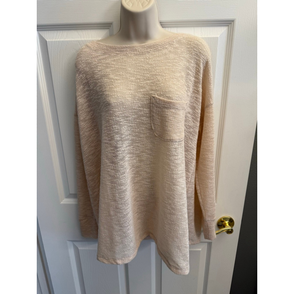 Anthropologie Maeve Kachina Long Sleeve Lightweight Knit Sweater Cream Size L